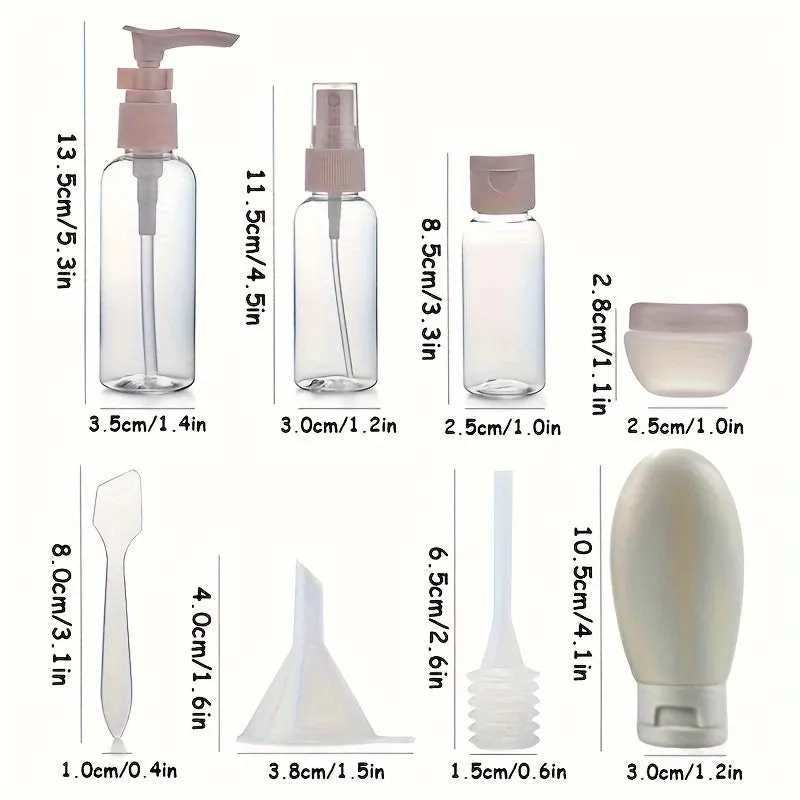 11pcs/set Portable Travel Refillable Bottle Set For Lotion, Shampoo, Shower Gel, And Cosmetics - Convenient And Leak-Proof Liquid Containers