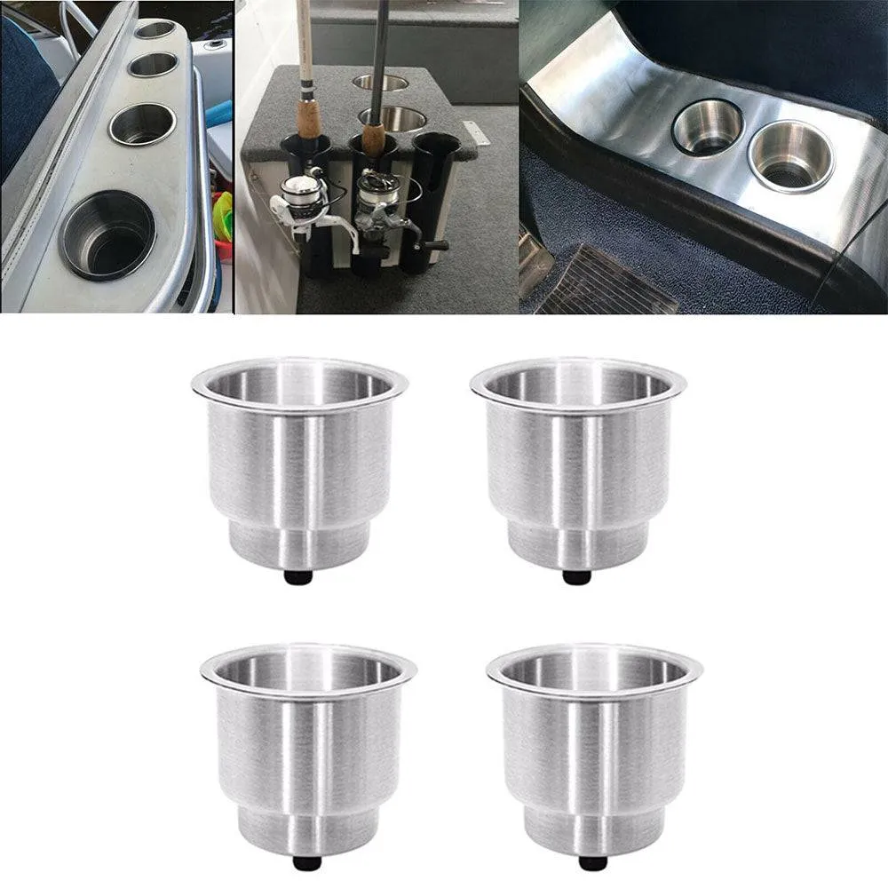 4PCS Stainless Drink Cup Holder Insert for Boat/Car/Truck RV/Camper/Yacht/Sofa