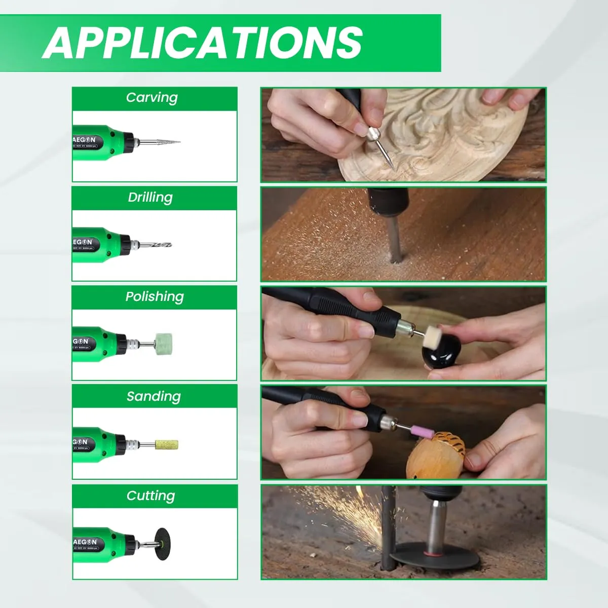 Aegon AG-DG15 Mini Rotary Tool/Die Grinder Kit with 123 Pieces of Accessories for Wood Carving Cutting & Craft