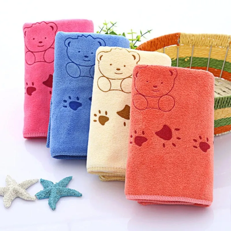 Baby Towels Bath Towel Face Washcloth Cute Cartoon Footprint Hand Wipe Soft Newborn Towels Toddler Kids Bathing Handkerchief