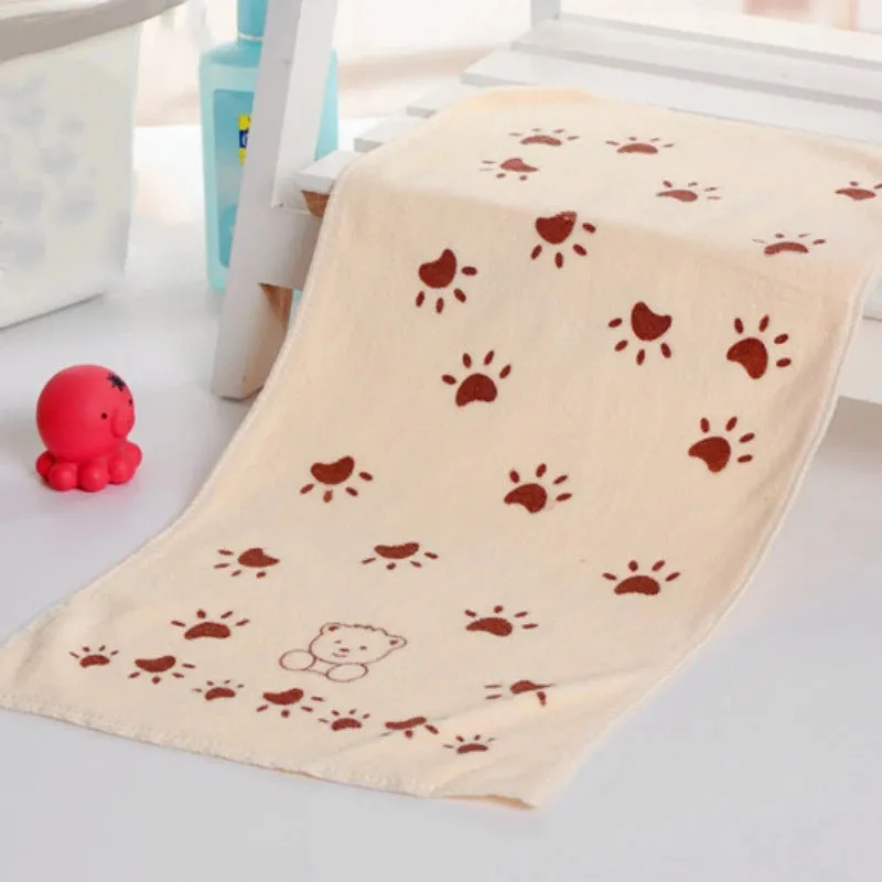 Baby Towels Bath Towel Face Washcloth Cute Cartoon Footprint Hand Wipe Soft Newborn Towels Toddler Kids Bathing Handkerchief