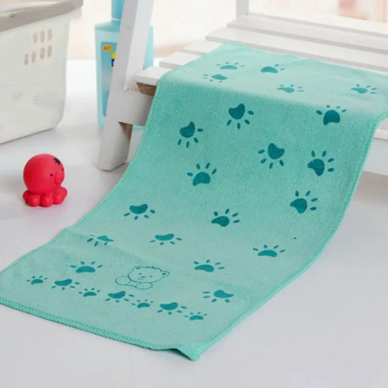 Baby Towels Bath Towel Face Washcloth Cute Cartoon Footprint Hand Wipe Soft Newborn Towels Toddler Kids Bathing Handkerchief