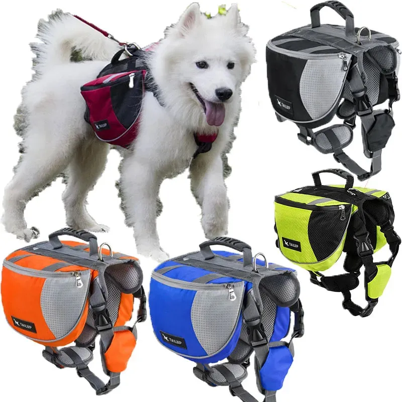 Best Dog Harness Backpack Reflective Adjustable S M L Hiking Camping