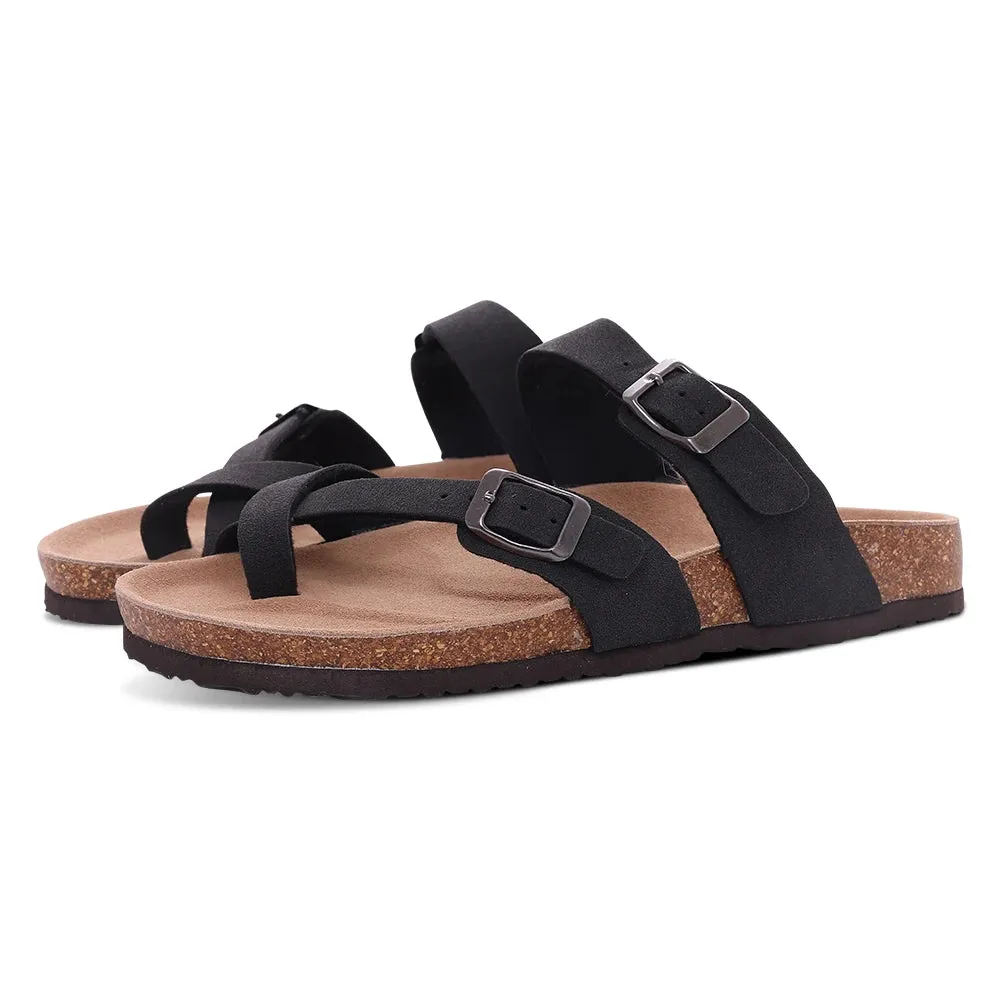 Comwarm Fashion Women's Suede Mules Slippers Men Clogs Cork Insole Sandals With Arch Support Outdoor Beach Slides Home Shoes