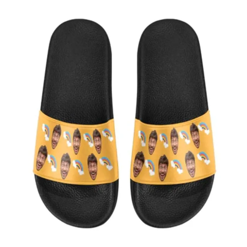 Custom Face Colorful Sandals Personalized Couple Slides With Face