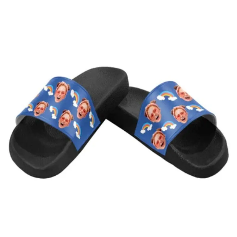 Custom Face Colorful Sandals Personalized Couple Slides With Face