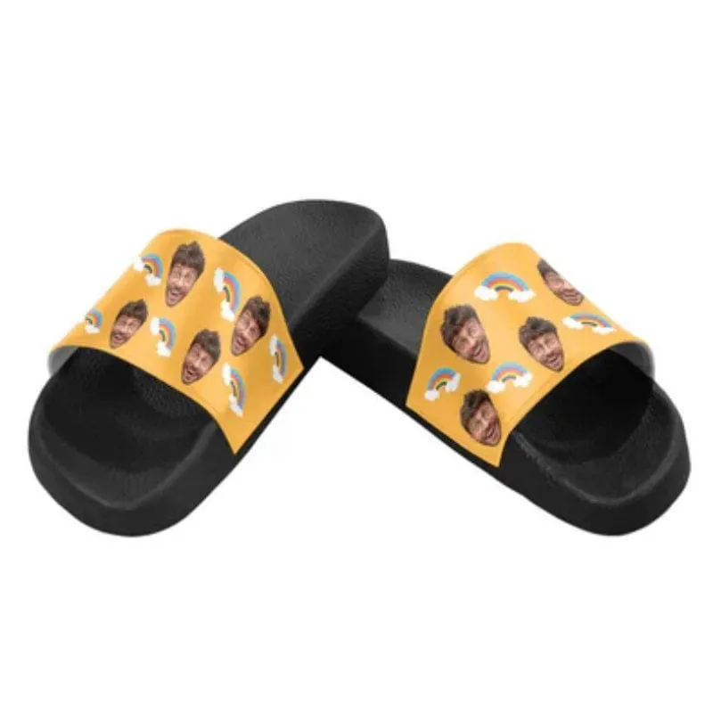 Custom Face Colorful Sandals Personalized Couple Slides With Face