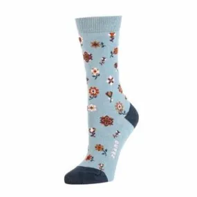 Ditsy Floral Crew Sock in Lead