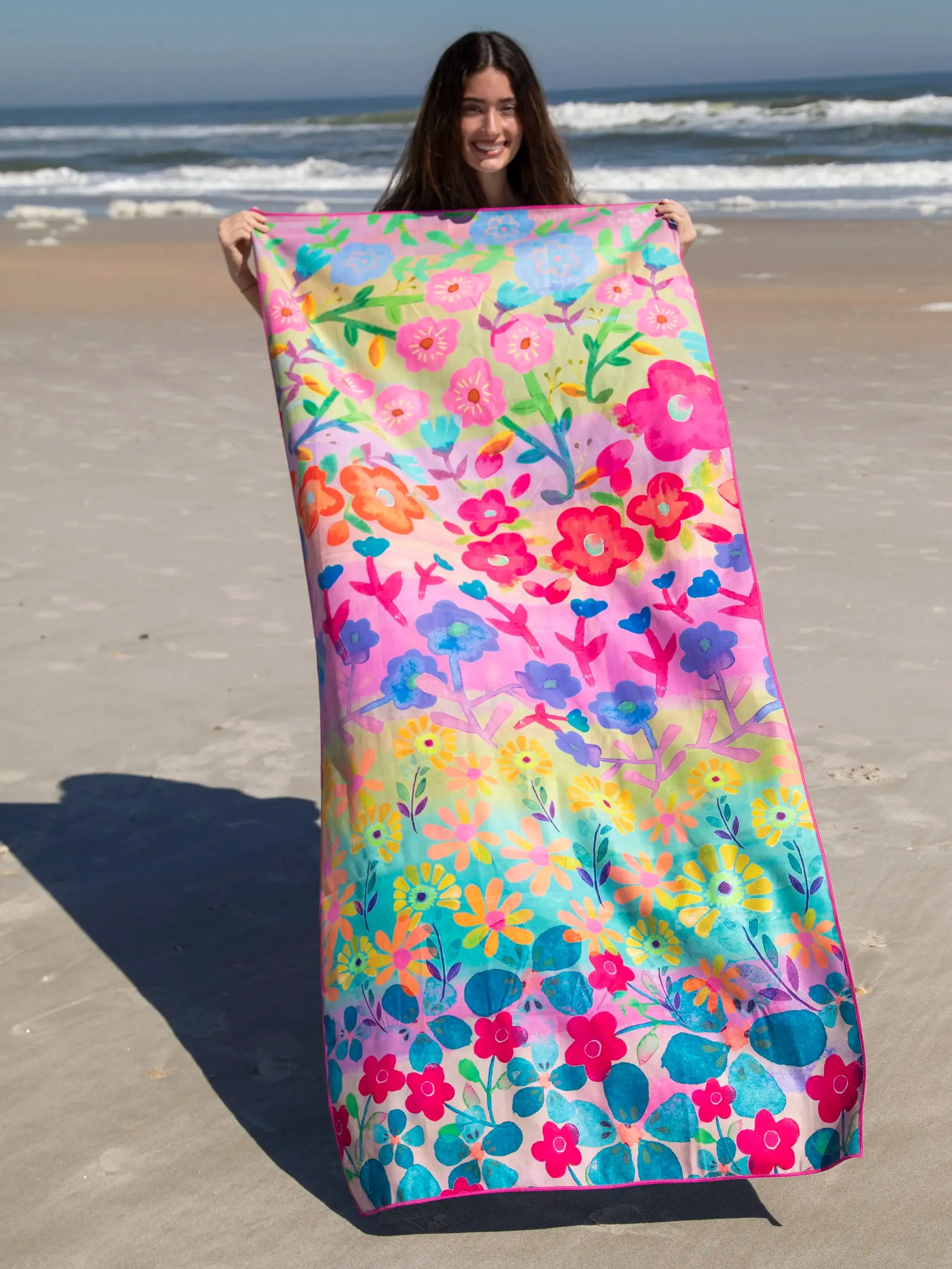 Double-Sided Microfiber Beach Towel - Happy Place