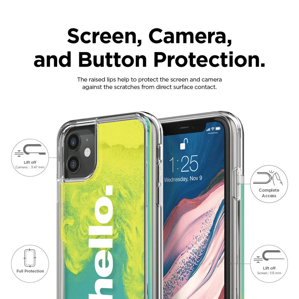 Elago iPhone 11/11 Pro/11 Pro Max Sand Case Hello: Neon Yellow (Night Glow Green) / Coral Blue