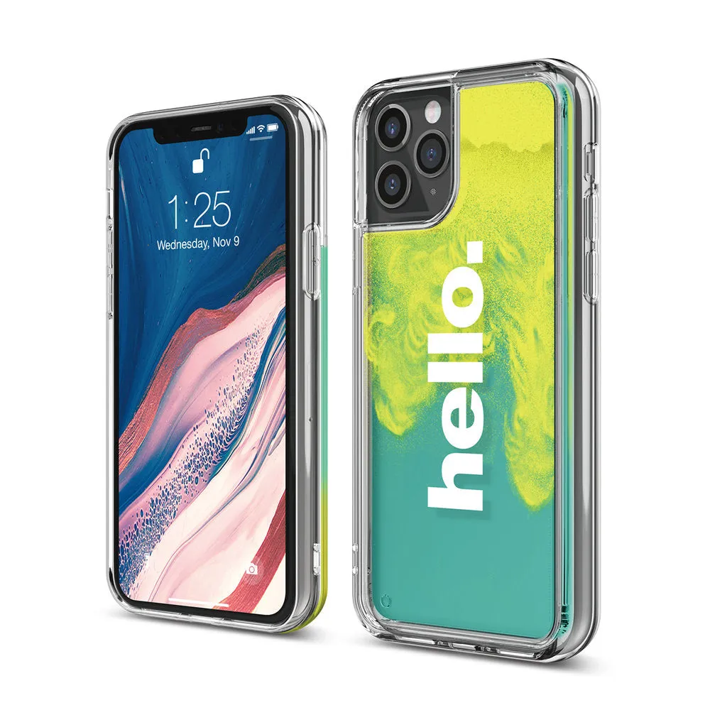 Elago iPhone 11/11 Pro/11 Pro Max Sand Case Hello: Neon Yellow (Night Glow Green) / Coral Blue