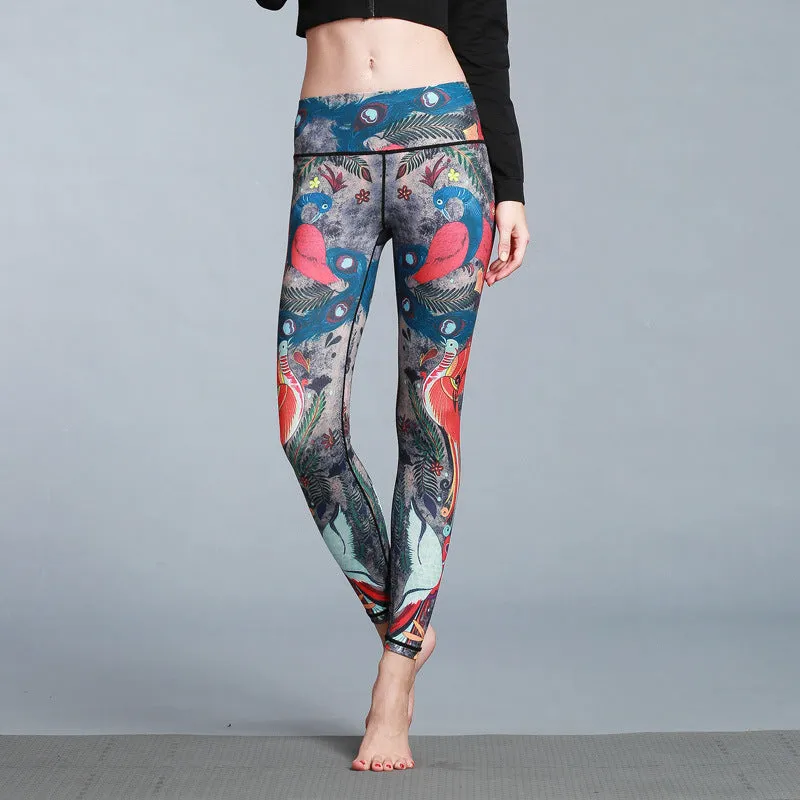 European and American outdoor sports pants dance yoga pants printed yoga pants