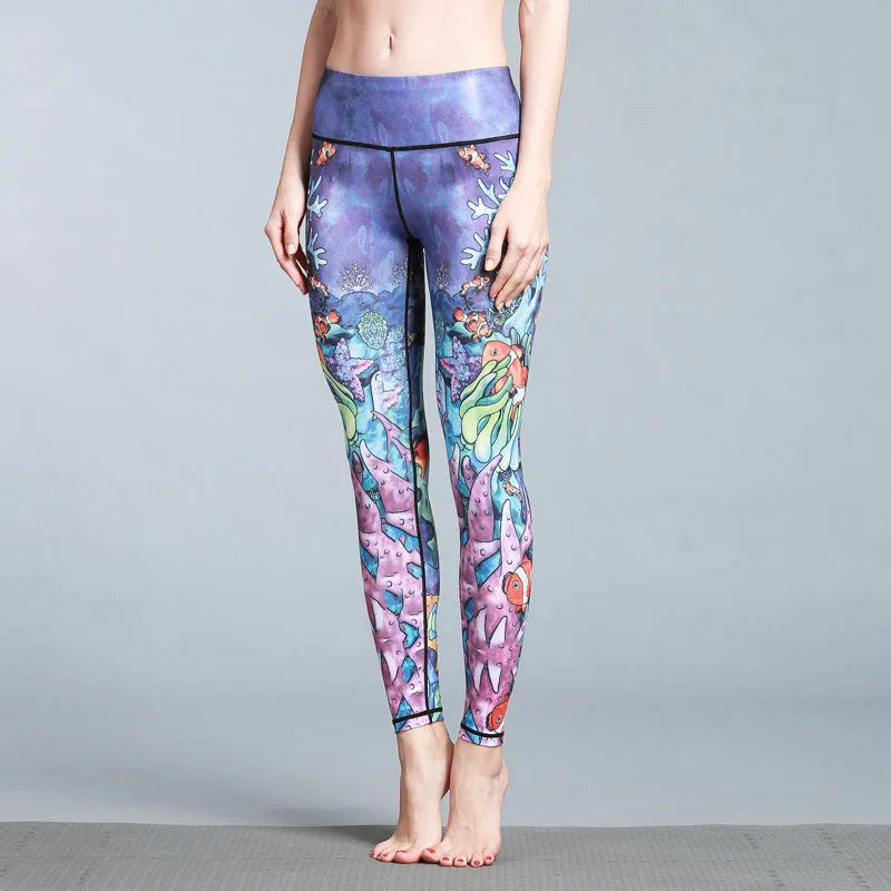 European and American outdoor sports pants dance yoga pants printed yoga pants