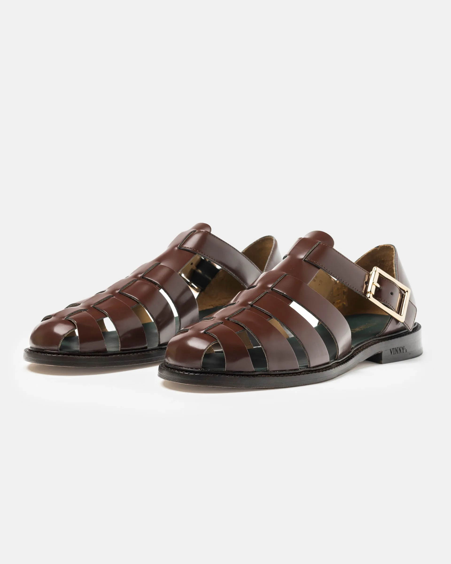 Fisherman Sandal in Dark Brown Polido