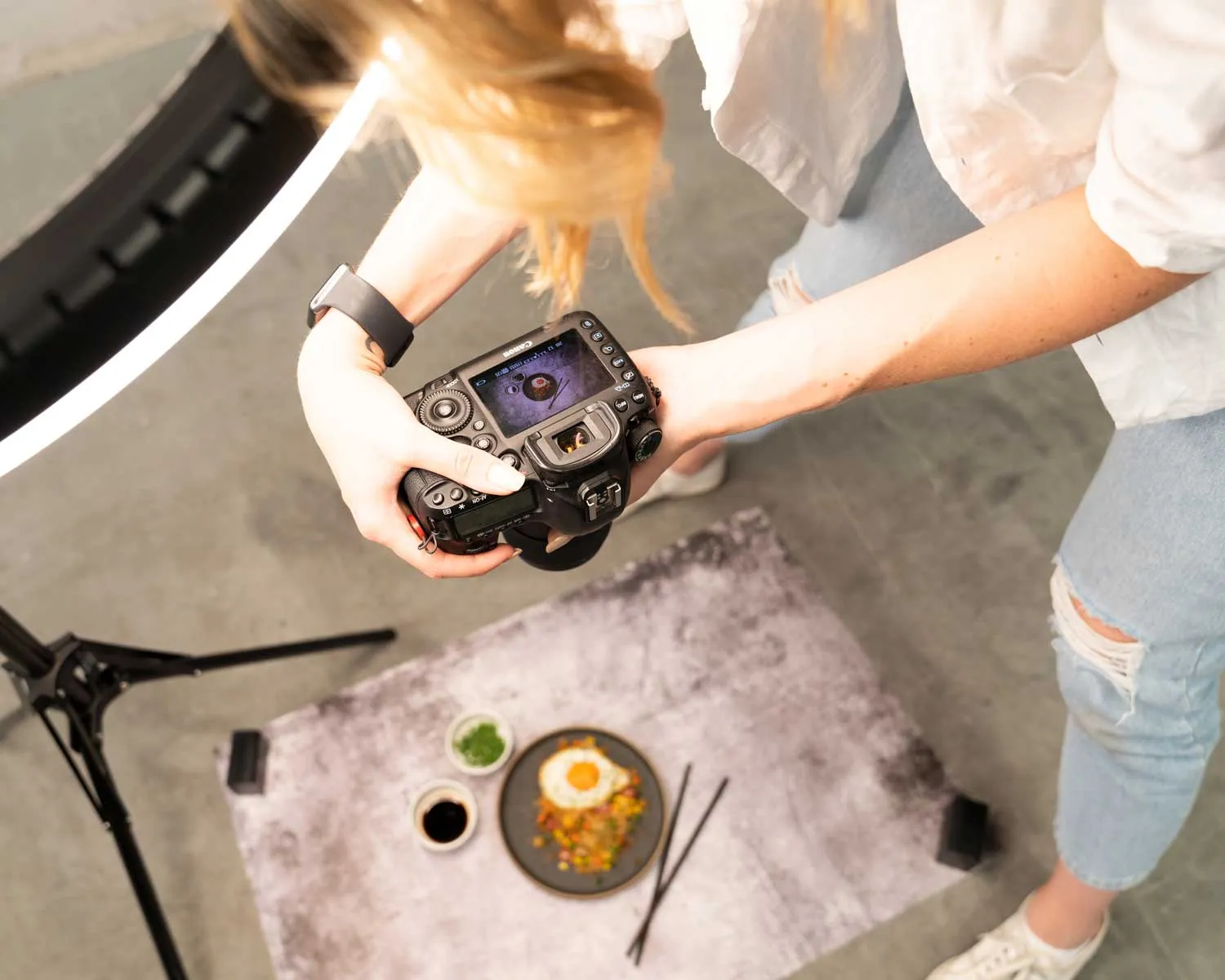 Flat Lay Instagram Backdrop - 'Brunswick' Textured Concrete (56cm x 87cm)