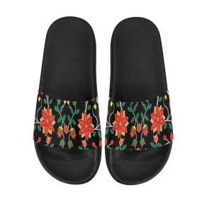 Floral Beadwork Six Bands Men's Slide Sandals