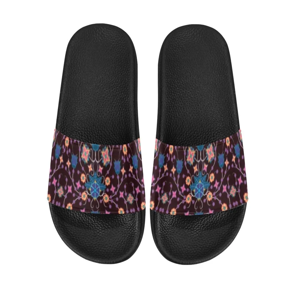 Floral Damask Purple Men's Slide Sandals