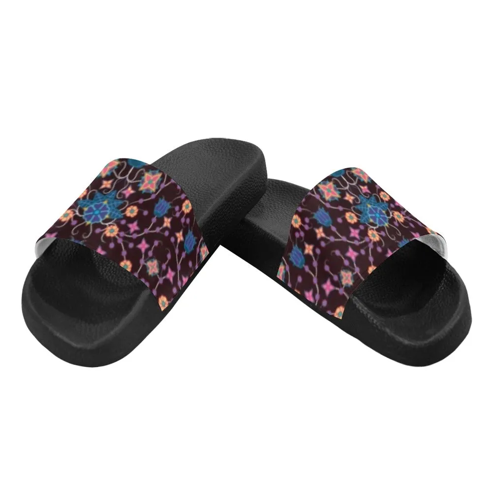 Floral Damask Purple Men's Slide Sandals