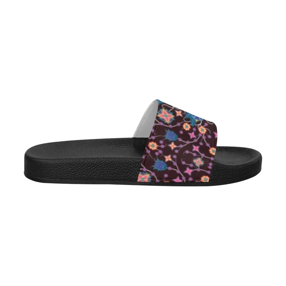 Floral Damask Purple Men's Slide Sandals