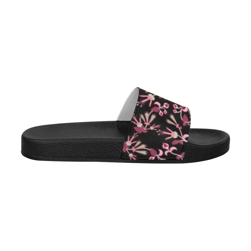 Floral Green Black Men's Slide Sandals