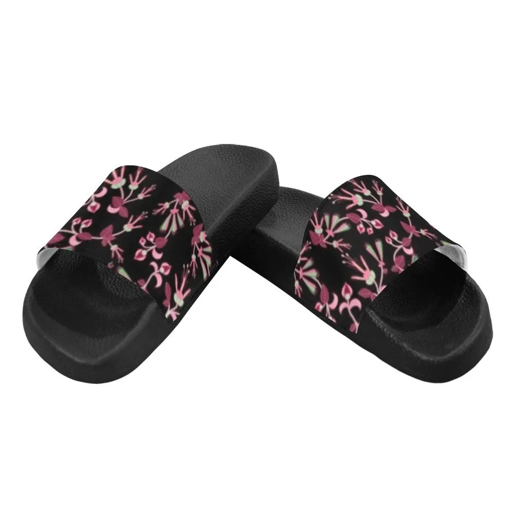 Floral Green Black Men's Slide Sandals