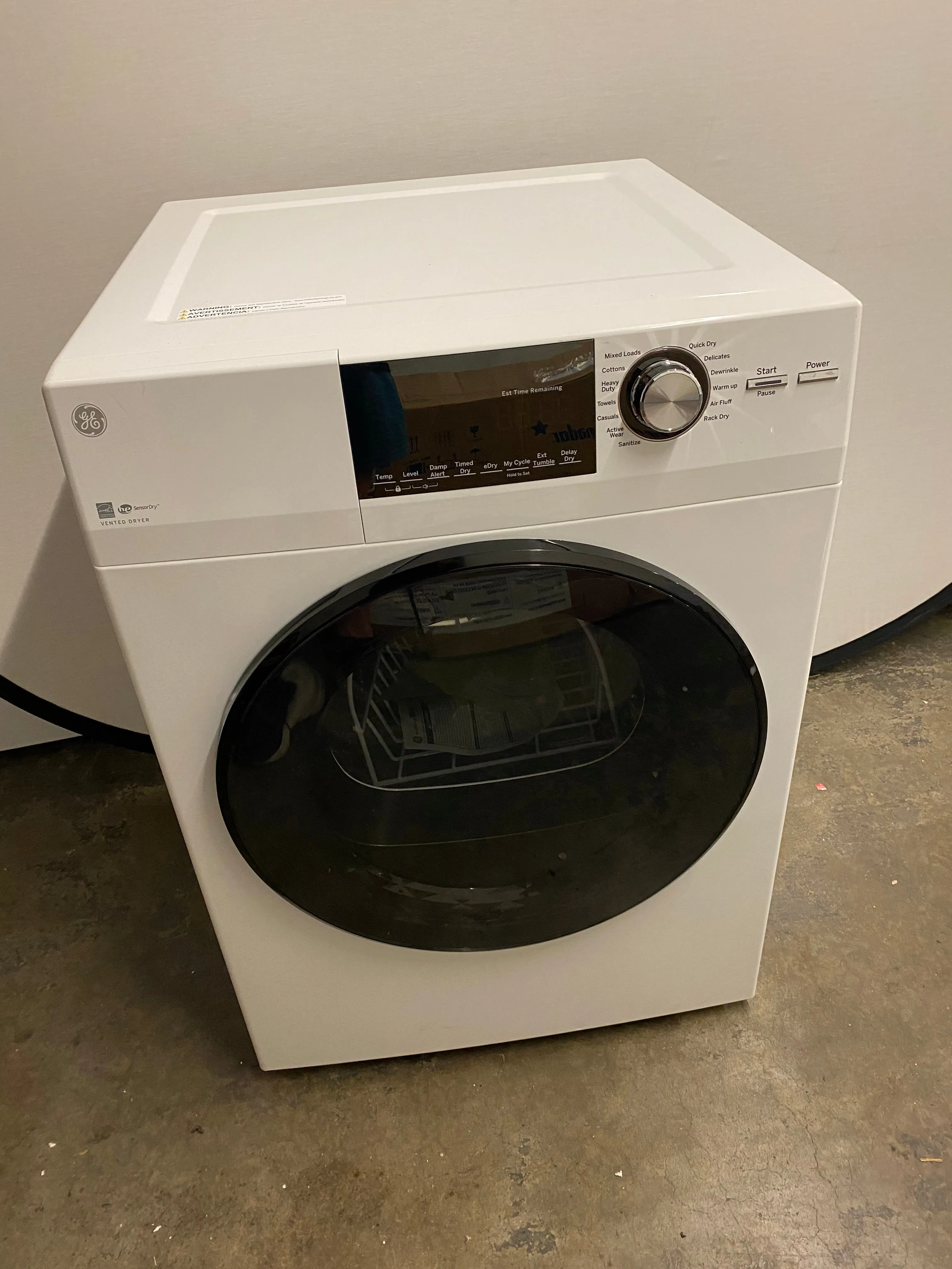 GE GFD14ESSNWW 24 Inch Electric Dryer with 4.3 Cu. Ft. Capacity, 13 Dryer Programs, Sensor Dry, Sanitize, Delay Start, Quick Dry, and Energy Star: White