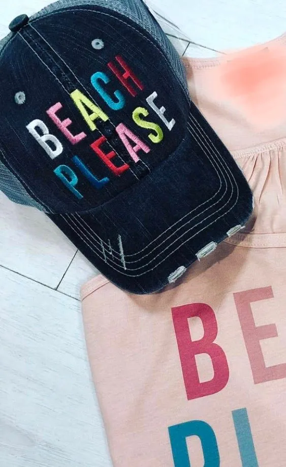 Hats and tanks BEACH Beach hair dont care Feelin beachy Beach please Hola beaches Beach bum Embroidered trucker caps