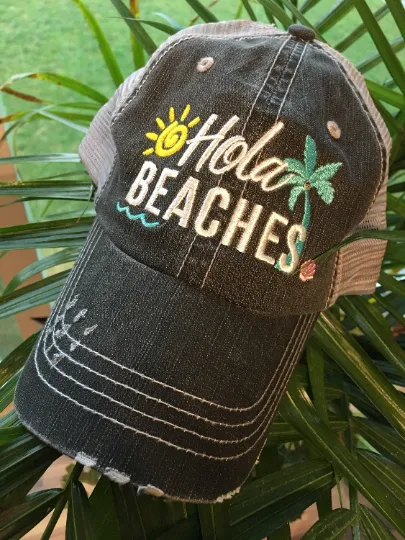 Hats and tanks BEACH Beach hair dont care Feelin beachy Beach please Hola beaches Beach bum Embroidered trucker caps