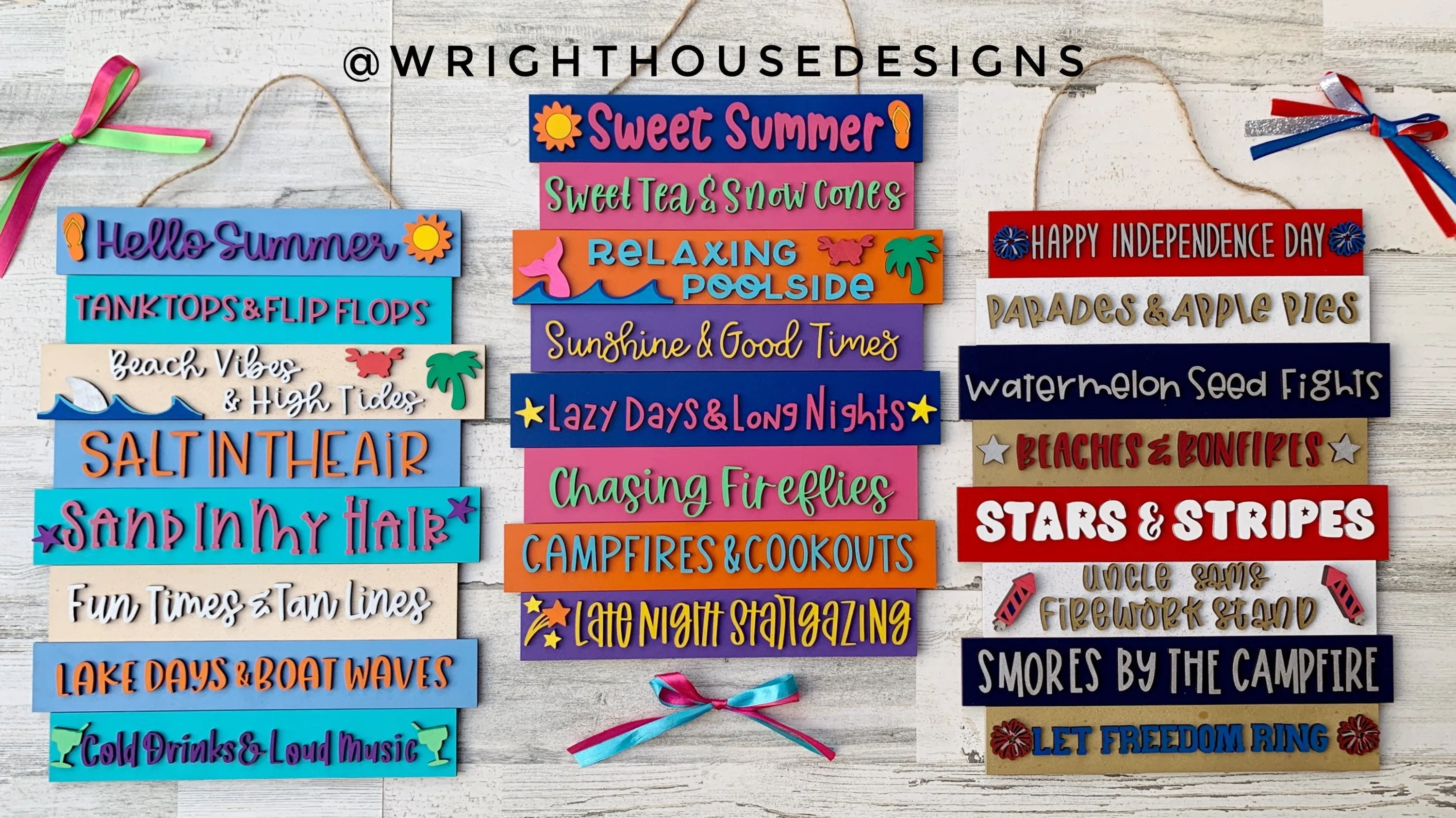 Hello Sweet Summer Bucket List Stacked Sign Bundle - Seasonal Wall Decor and DIY Kits - Cut File For Glowforge Lasers - Digital SVG File