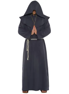 Hooded Grey Monk Robe Plus Size Mens Costume