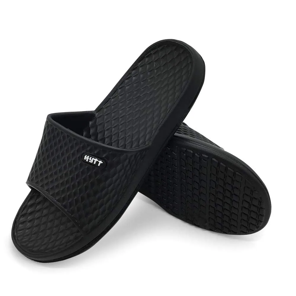 Hytt Bathroom Shower Sandal Mens Indoor Home Beach Non Slip Slippers (10 M US Black)