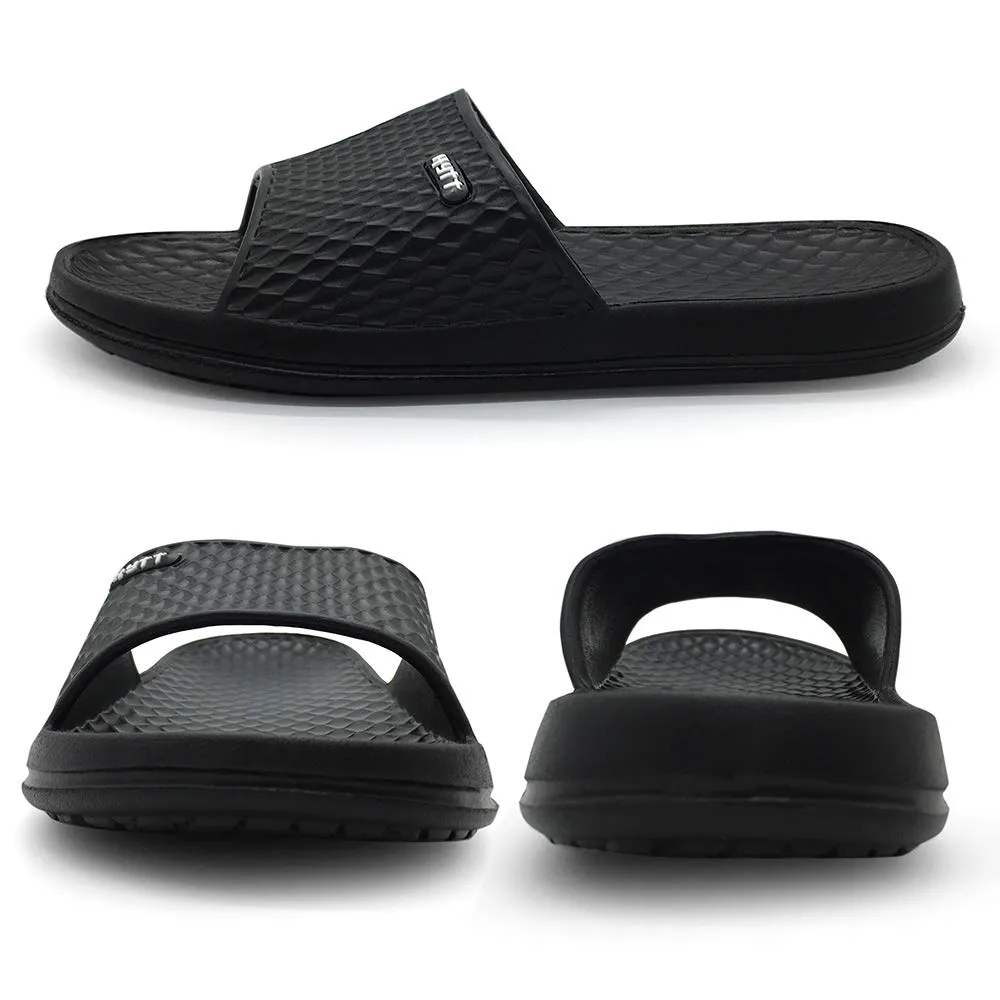 Hytt Bathroom Shower Sandal Mens Indoor Home Beach Non Slip Slippers (10 M US Black)