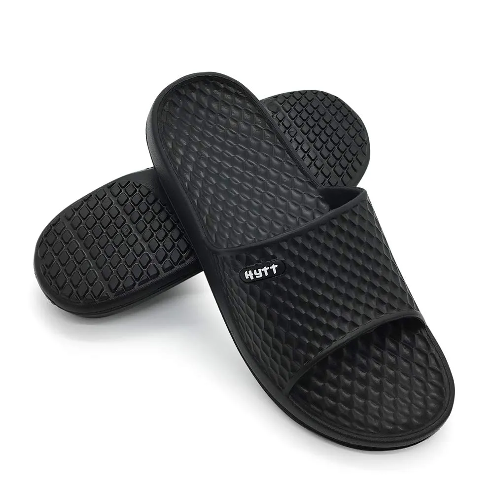 Hytt Bathroom Shower Sandal Mens Indoor Home Beach Non Slip Slippers (10 M US Black)