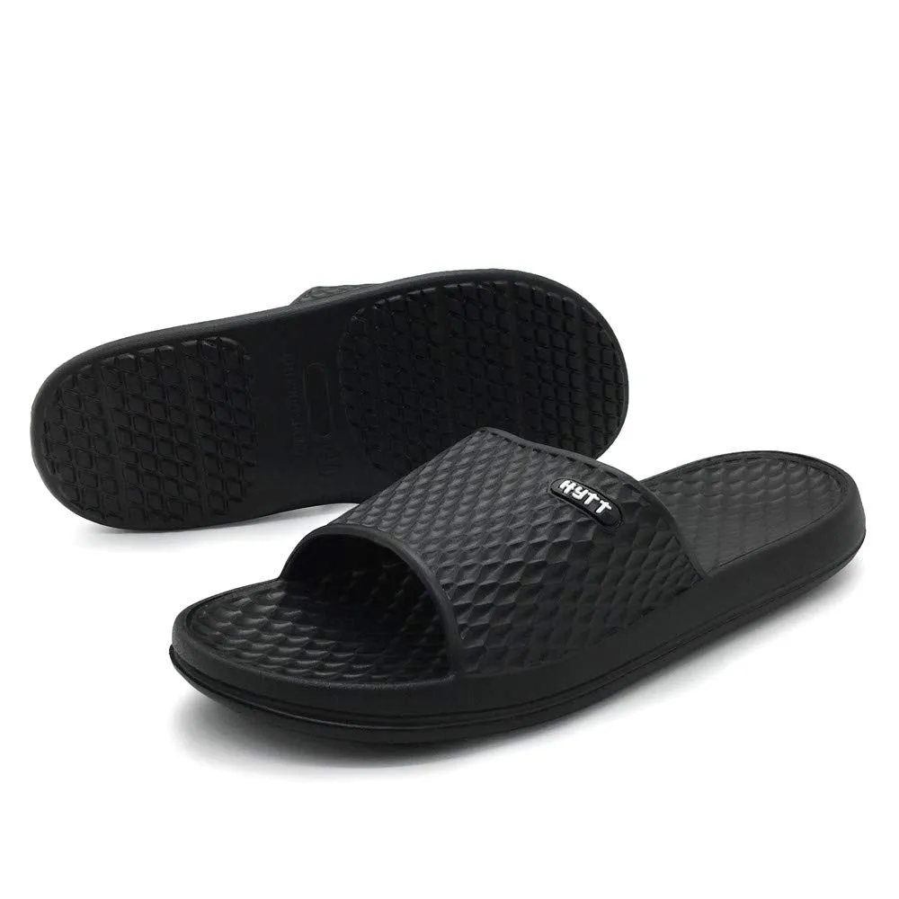 Hytt Bathroom Shower Sandal Mens Indoor Home Beach Non Slip Slippers (10 M US Black)