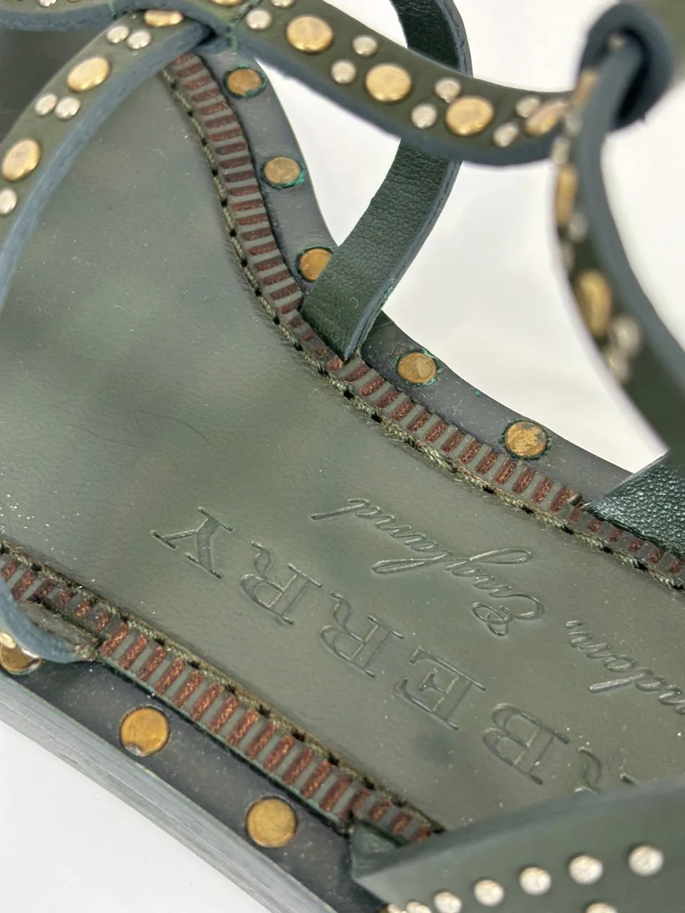 Ladies Dark Green Hansel Studded Sandals