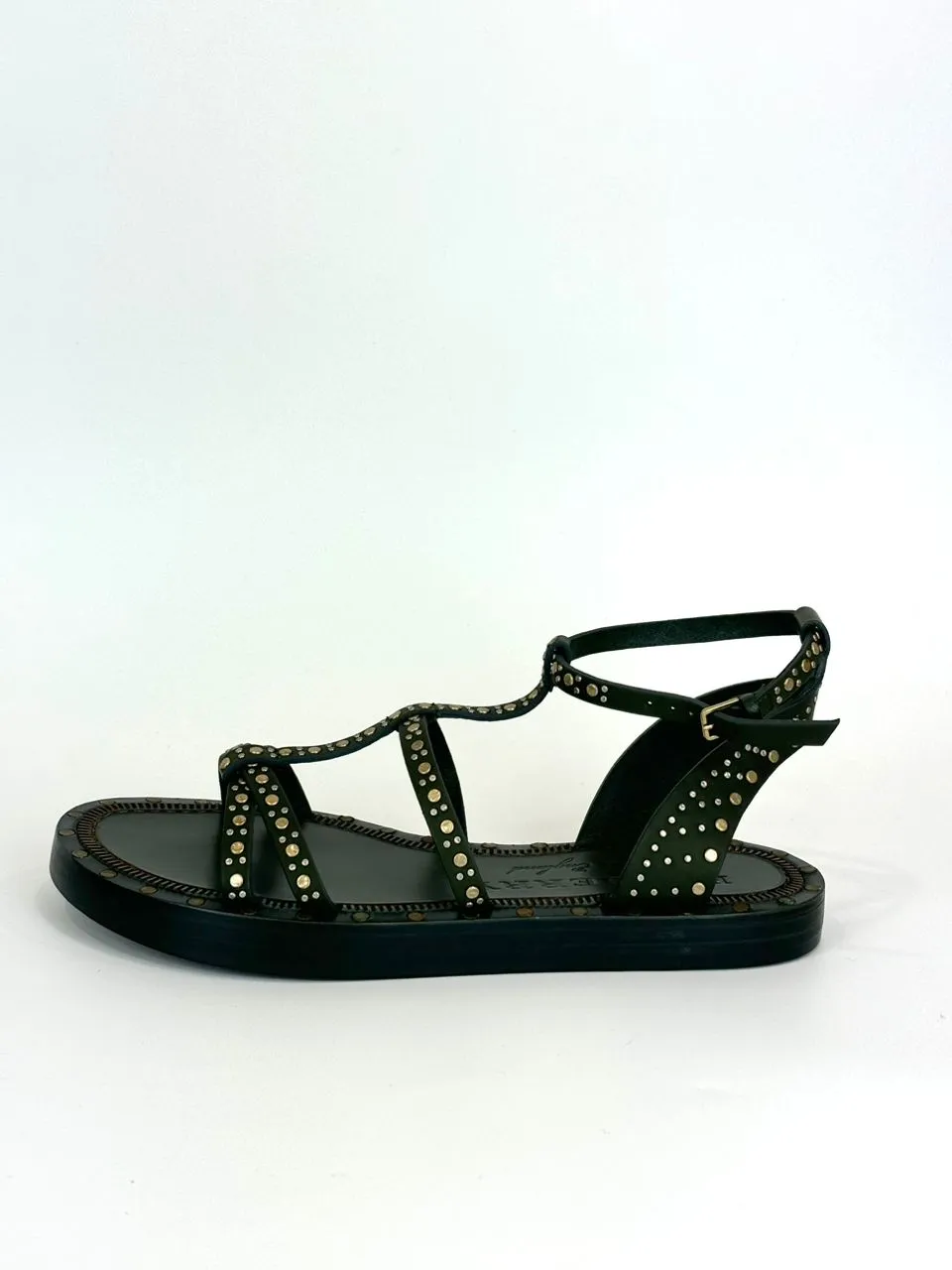 Ladies Dark Green Hansel Studded Sandals