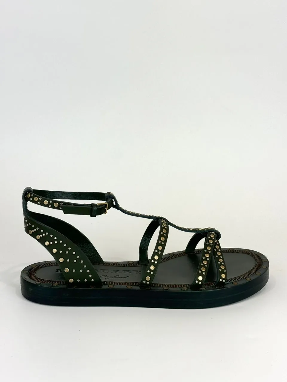 Ladies Dark Green Hansel Studded Sandals