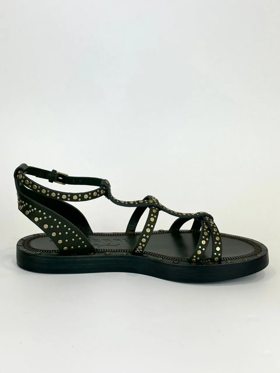 Ladies Dark Green Hansel Studded Sandals