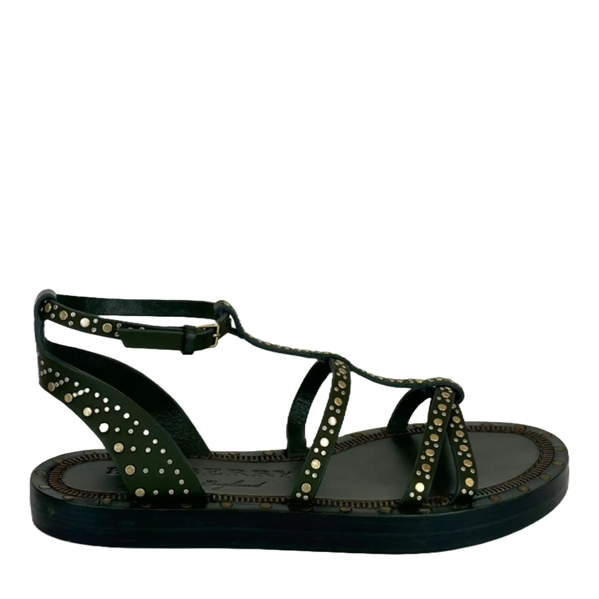 Ladies Dark Green Hansel Studded Sandals