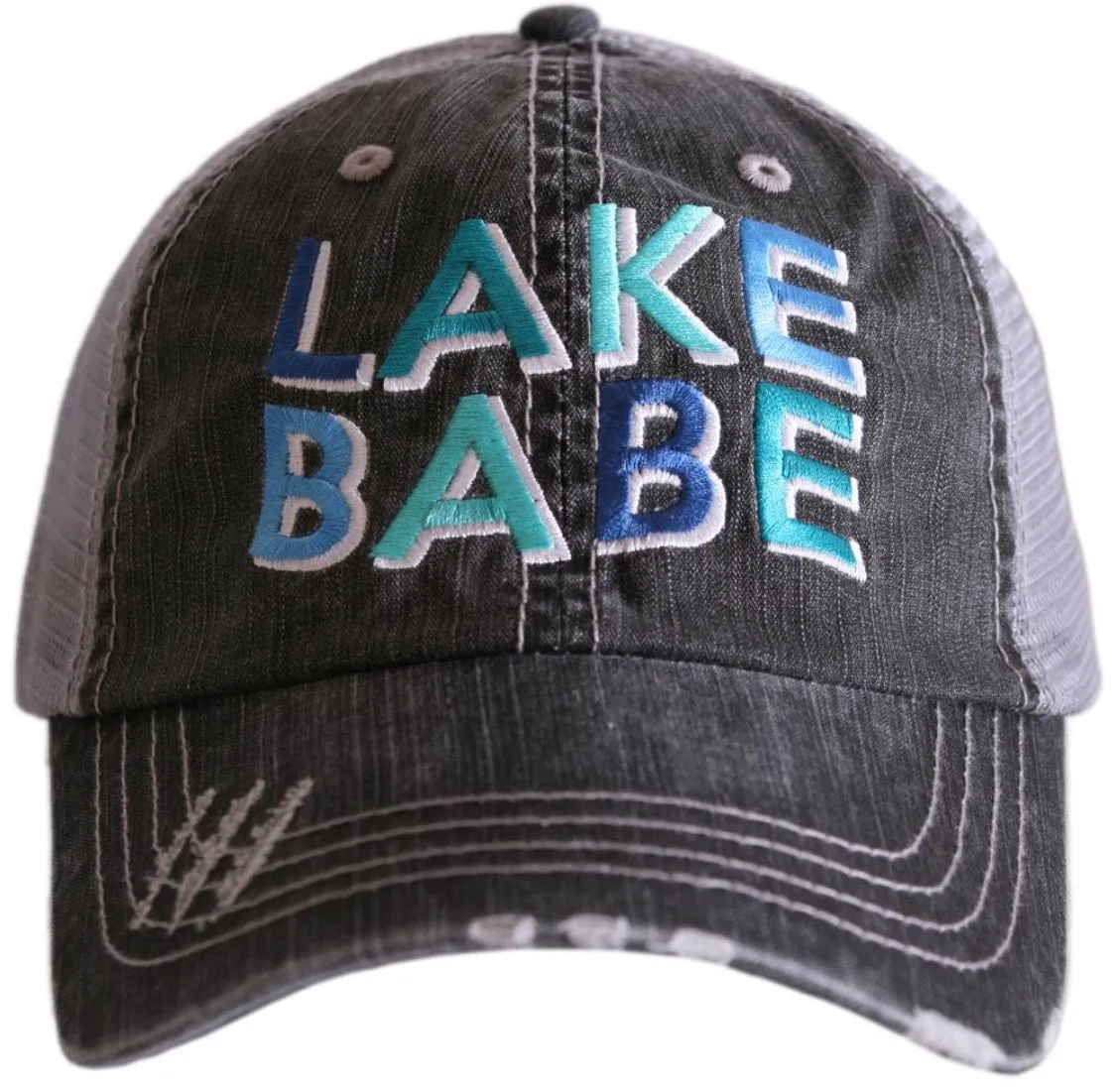 Lake hats! Lake hair dont care | Gray trucker cap-teal, pink, purple anchor | Unisex-Womens-Men-Kids