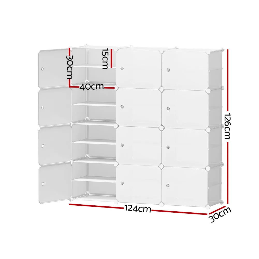 Large Capacity White Shoe Storage Cabinet, Eco-Friendly, 12 Cubes | Artiss