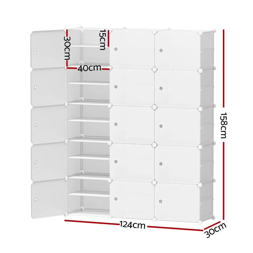 Large White Shoe Cabinet, 15-Cube, Eco-friendly, Artiss