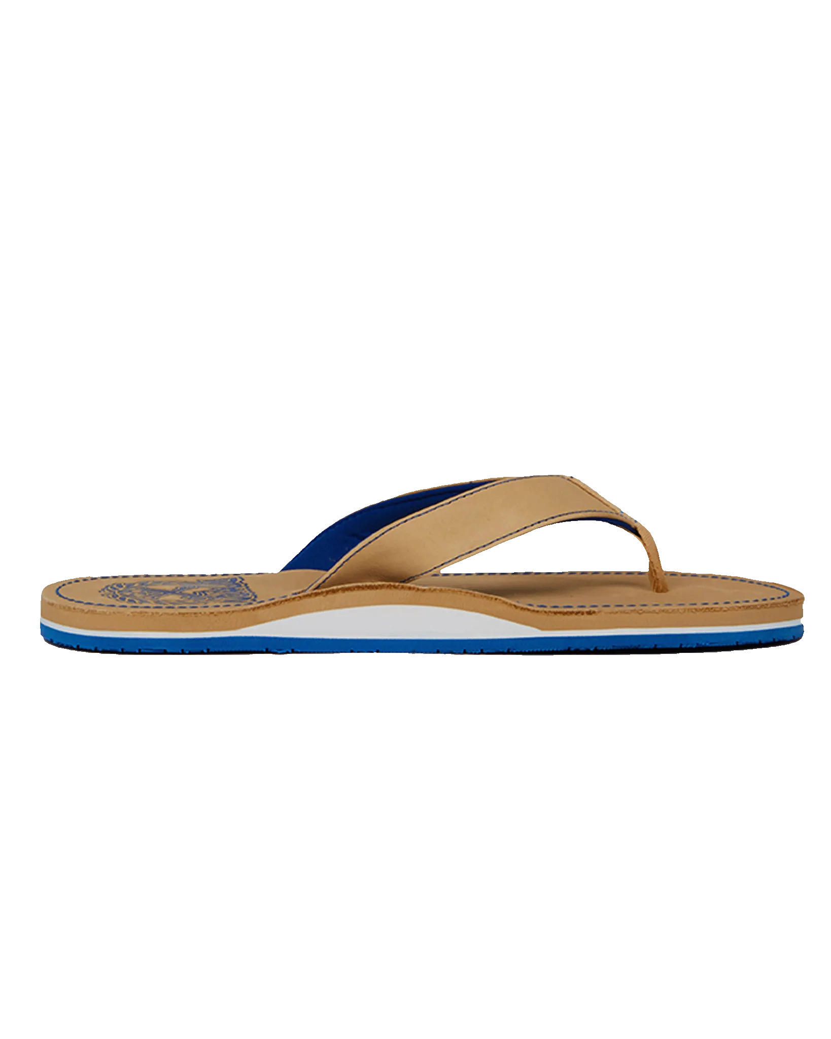 Leather Sandals - Tan & Blue