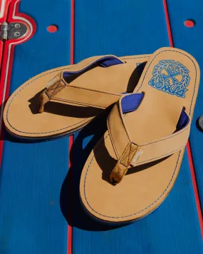 Leather Sandals - Tan & Blue