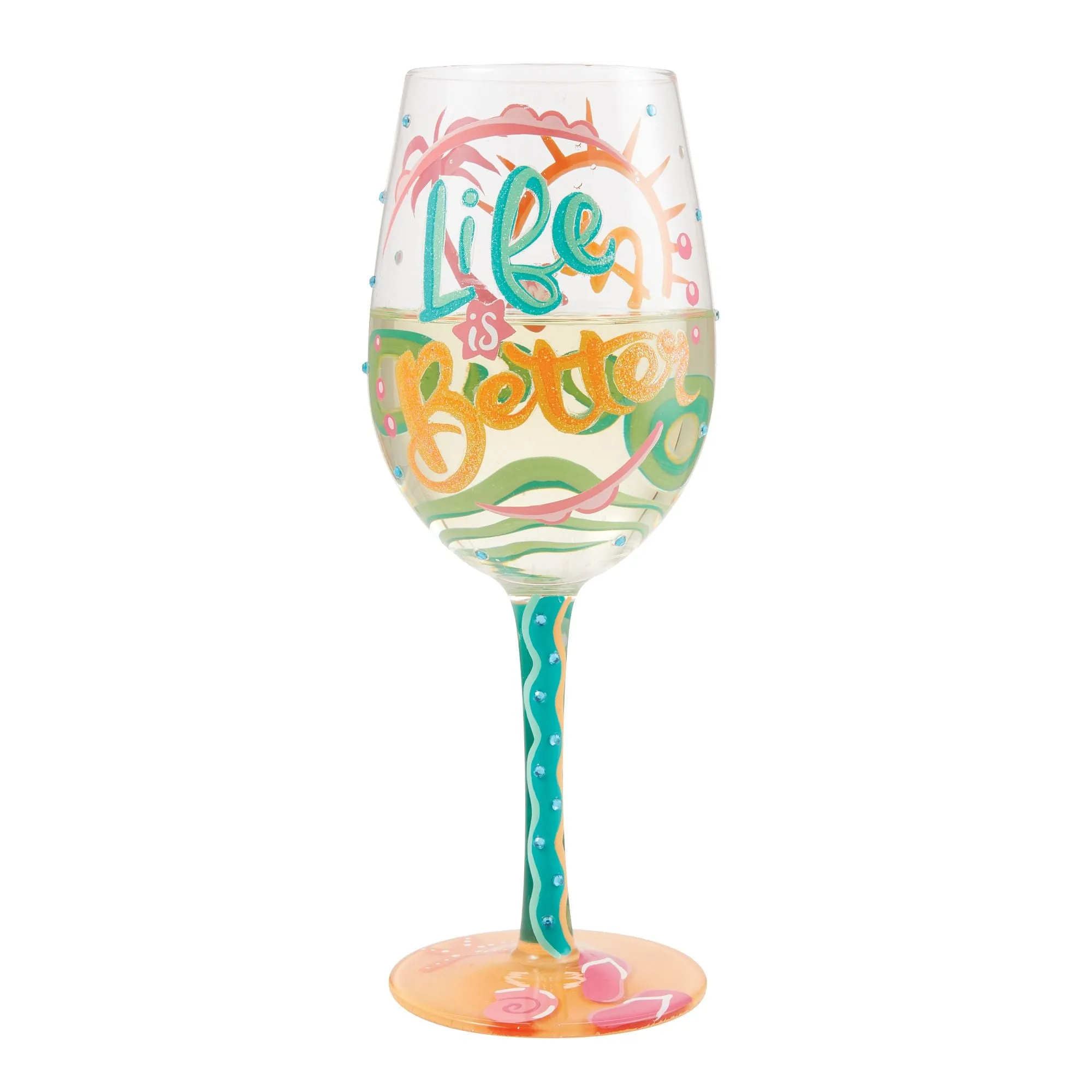 Life at the Beach Hand Painted wine glass