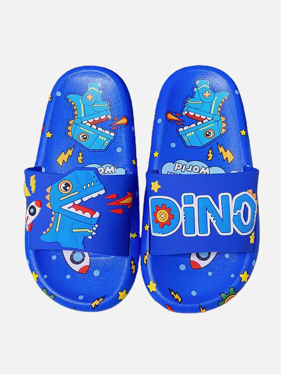 Little Surprise Box cobalt Blue all over Dino theme Slip on Clogs/Footwear for Toddlers & Kids