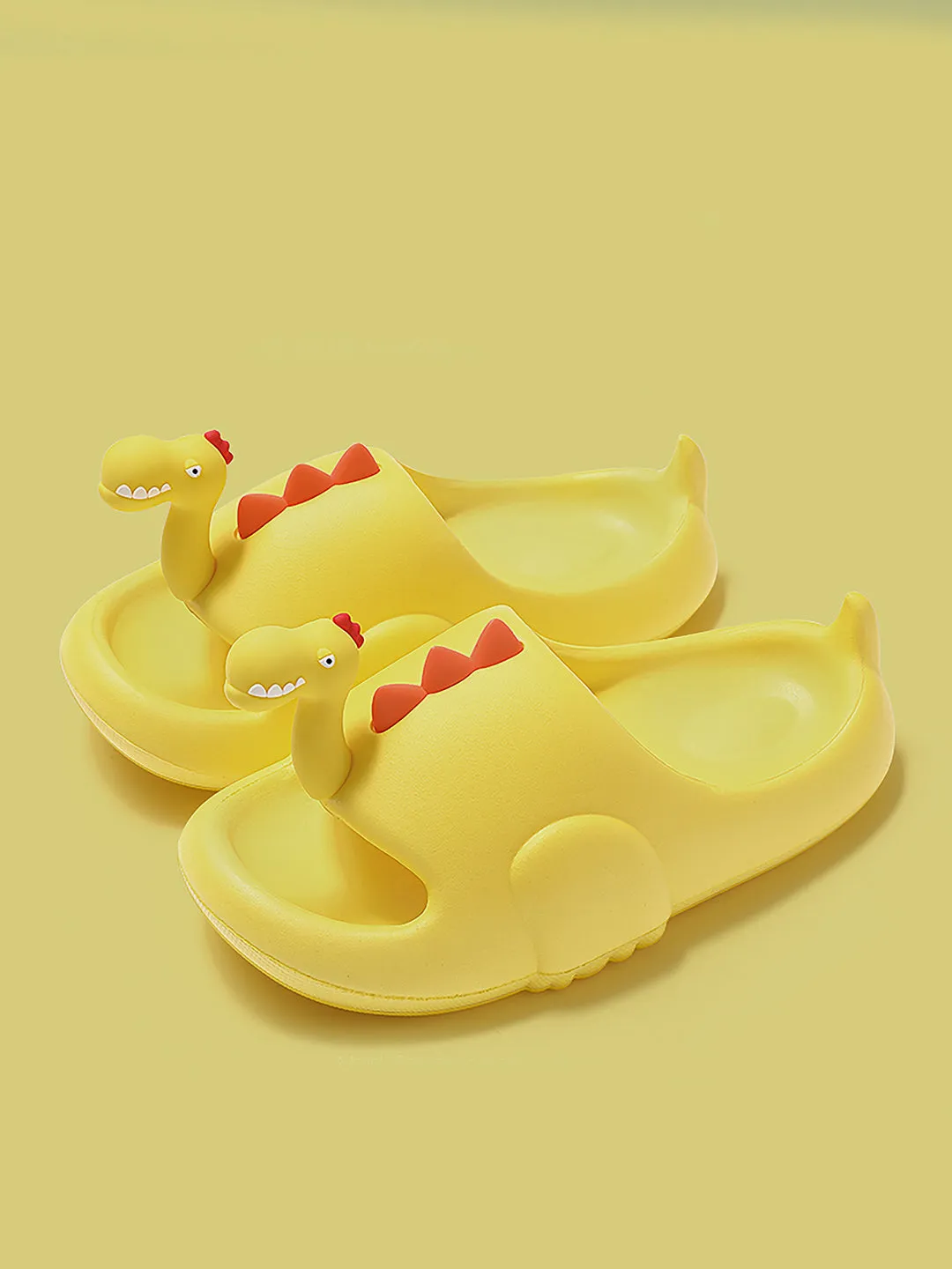 Little Surprise Box Yellow 3d Long Neck Dino Slip on Clogs Footwear for Toddlers & Kids