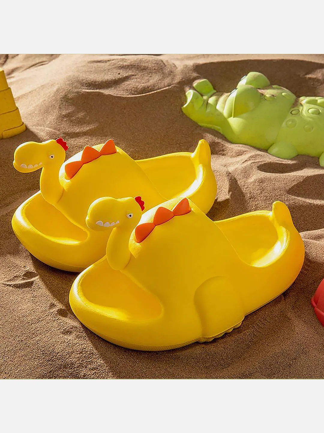 Little Surprise Box Yellow 3d Long Neck Dino Slip on Clogs Footwear for Toddlers & Kids