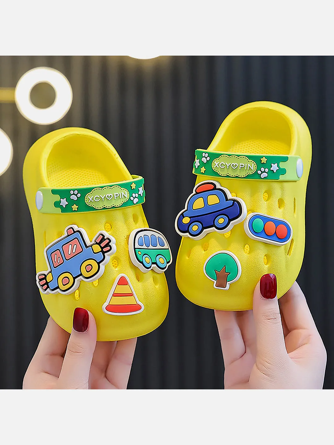 Little Surprise Box Yellow Transport theme Slip on Clogs/ Footwear for Toddlers & Kids