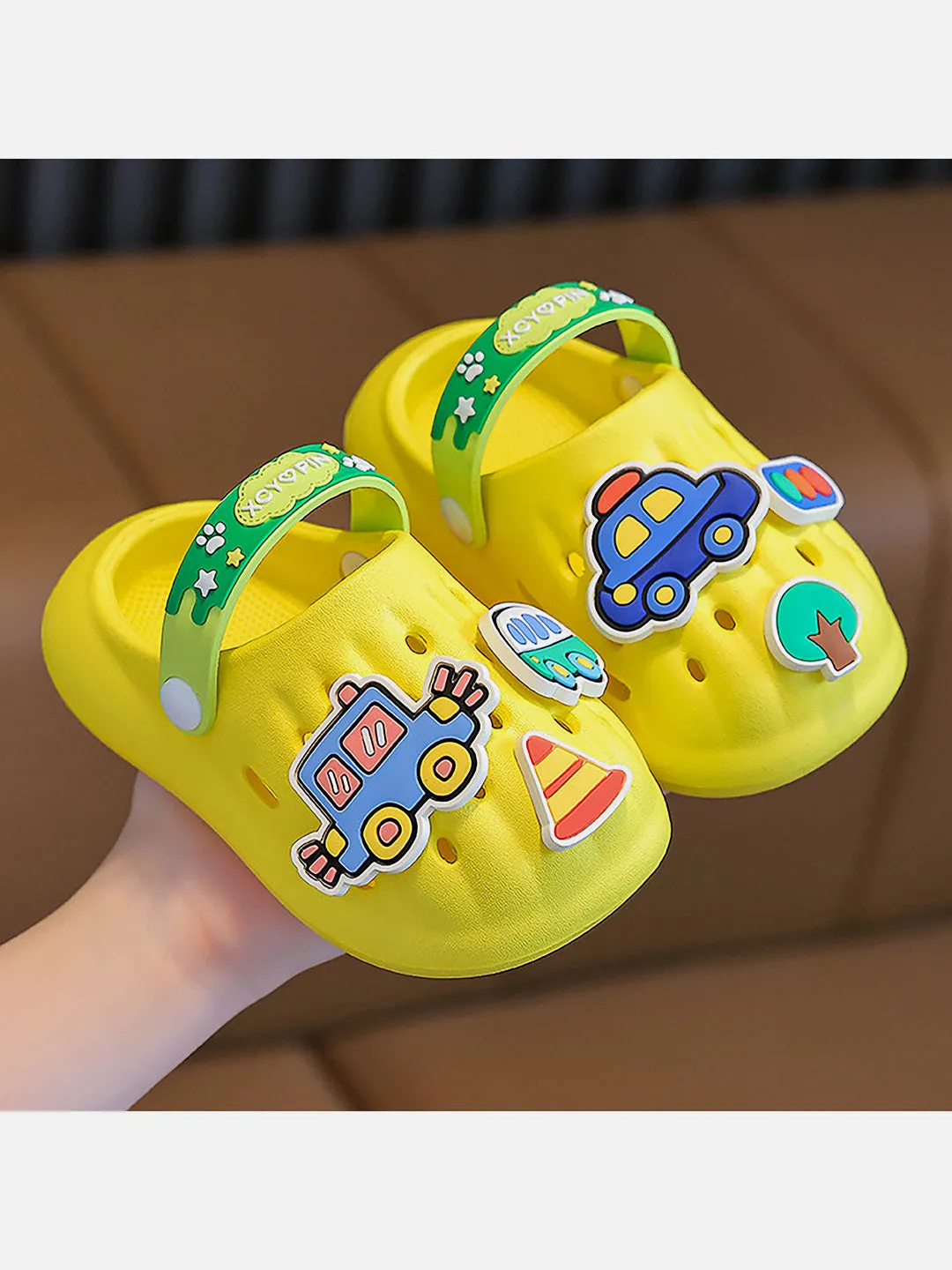 Little Surprise Box Yellow Transport theme Slip on Clogs/ Footwear for Toddlers & Kids